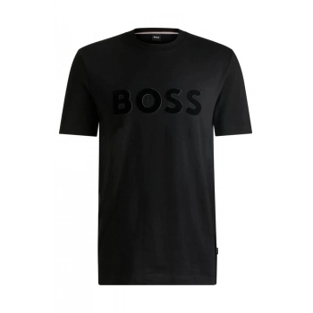 Camiseta Boss masculina Regular Fit confeccionada em malha de algodão com média elasticidade